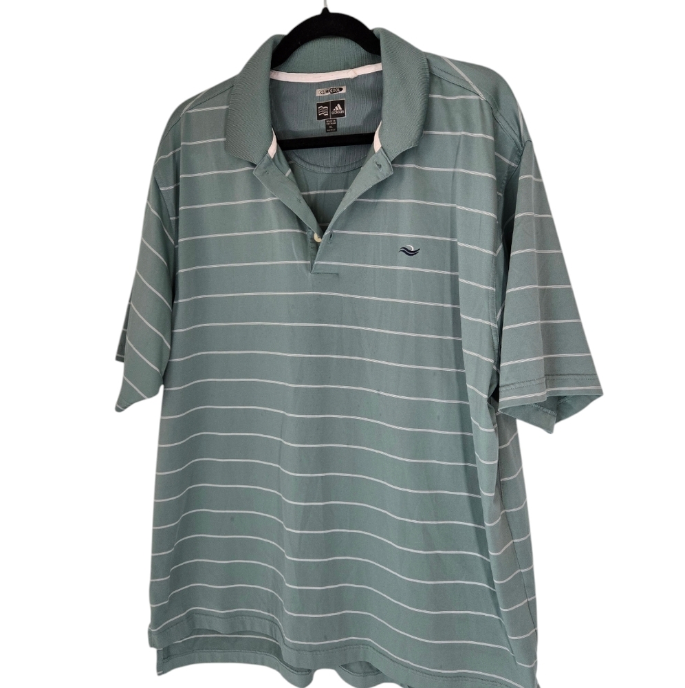 Adidas Clima Cool Men's Golf Polo Size XL Green Striped